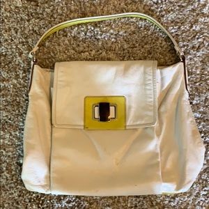 Kate Spade white leather purse with yellow accents
